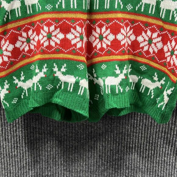 Christmas ROMPER Sweater Women Small Red Green Reindeer Snowflake Party NWT - Picture 5 of 16